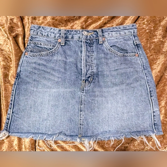 We The Frree FP Distressed A-line Denim Skirt - Picture 6 of 11